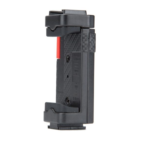 Fotopro SJ-89 Carbon Fiber Texture Tripod Mount Adapter Phone Clamp Bracket with Cold Shoe (Black) - Image 3