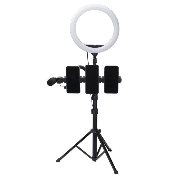 Fotopro SJ-89 Carbon Fiber Texture Tripod Mount Adapter Phone Clamp Bracket with Cold Shoe (Black) - Image 7