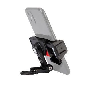 Fotopro SJ-89 Pro Carbon Fiber Texture Horizontal and Vertical Tripod Mount Adapter Phone Clamp Bracket with Cold Shoe (Black)