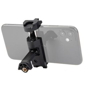 Fotopro SJ-36+ 360 Degree Rotation Horizontal and Vertical Tripod Mount Adapter Phone Clamp Bracket with Cold Shoe (Black)