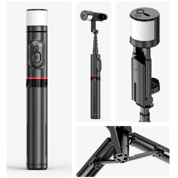 Q12s Bluetooth Remote Control Rotatable Fill Light Tripod Selfie Stick - Image 2