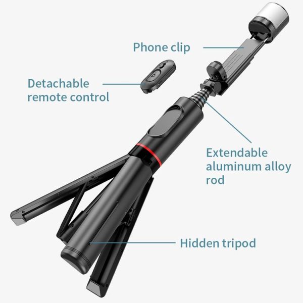 Q12s Bluetooth Remote Control Rotatable Fill Light Tripod Selfie Stick - Image 4