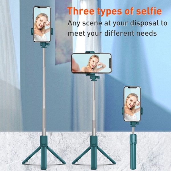R1 Multifunctional Bluetooth Tripod Selfie Stick (Pink) - Image 5
