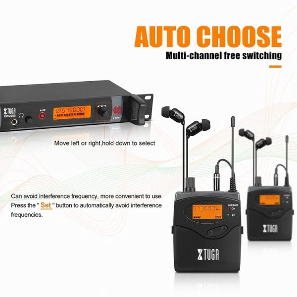 XTUGA RW2080 902-928MHz UHF Wireless Stage Singer In-Ear Monitor System Single BodyPack Receiver (Black) - Image 5