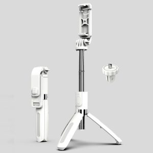 L02 100cm Multi-function Adjustable Bluetooth Self-timer Pole Tripod Selfie Stick (White)