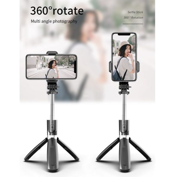 L02 100cm Multi-function Adjustable Bluetooth Self-timer Pole Tripod Selfie Stick (White) - Image 5