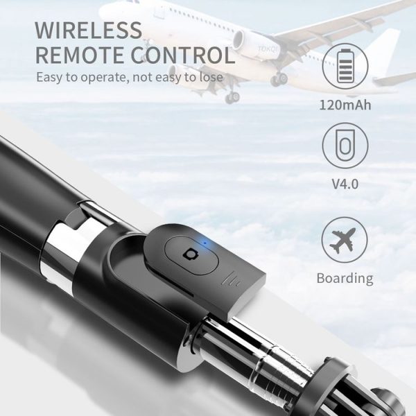 L02 100cm Multi-function Adjustable Bluetooth Self-timer Pole Tripod Selfie Stick (White) - Image 6