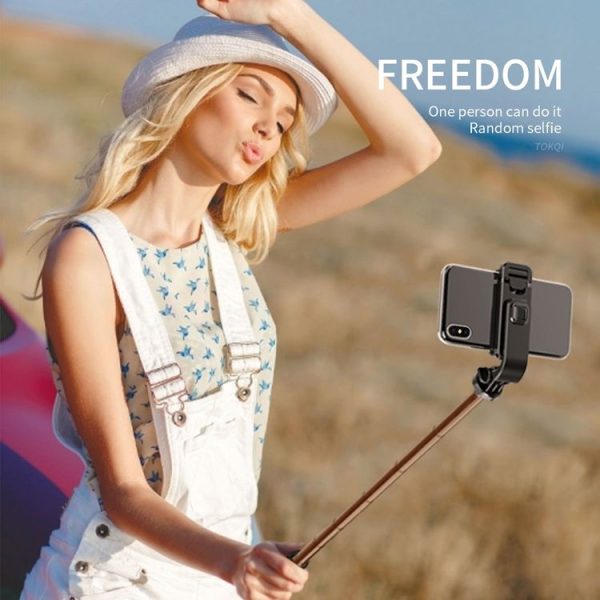 L02 100cm Multi-function Adjustable Bluetooth Self-timer Pole Tripod Selfie Stick (White) - Image 8