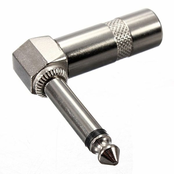 1 / 4 Inch 6.35mm Audio Mono Plug L-shaped Right Angle Screw Jack Male Guitar Audio Connector - Image 2