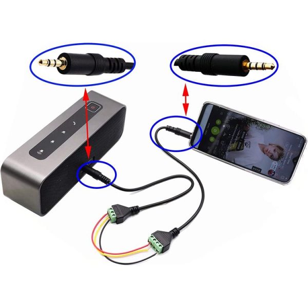 3.5mm 3 Pin Stereo Male to AV Screw Terminal Audio Jacks Terminal Male Lock Connector Cable, Length: 30cm - Image 5