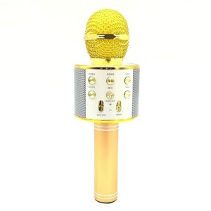 WS-858 Metal High Sound Quality Handheld KTV Karaoke Recording Bluetooth Wireless Microphone, for Notebook, PC, Speaker, Headphone, iPad, iPhone, Galaxy, Huawei, Xiaomi, LG, HTC and Other Smart Phones (Gold)