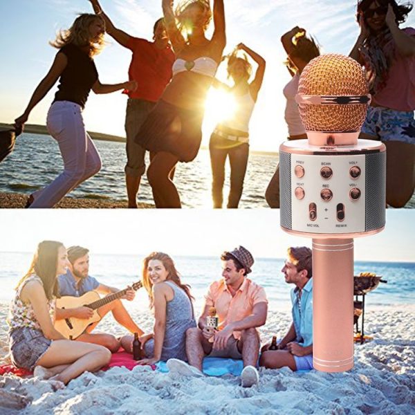 WS-858 Metal High Sound Quality Handheld KTV Karaoke Recording Bluetooth Wireless Microphone, for Notebook, PC, Speaker, Headphone, iPad, iPhone, Galaxy, Huawei, Xiaomi, LG, HTC and Other Smart Phones (Gold) - Image 10