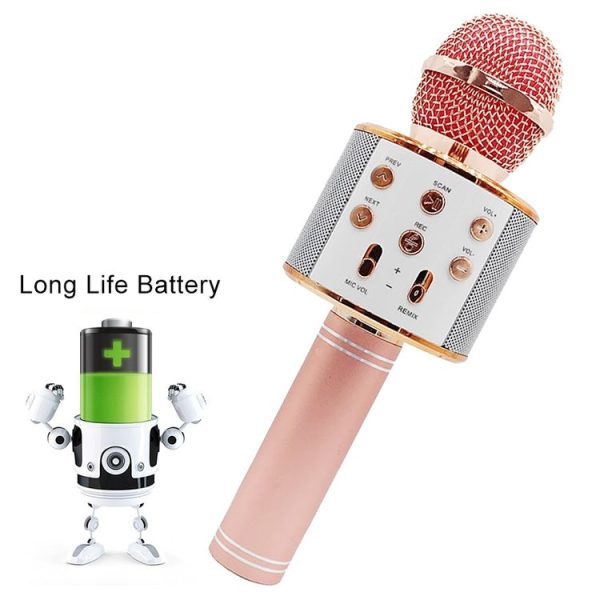 WS-858 Metal High Sound Quality Handheld KTV Karaoke Recording Bluetooth Wireless Microphone, for Notebook, PC, Speaker, Headphone, iPad, iPhone, Galaxy, Huawei, Xiaomi, LG, HTC and Other Smart Phones (Gold) - Image 4