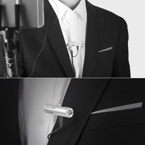 Yanmai R933 Professional Clip-on Lapel Mic Lavalier Omni-directional Double Condenser Microphone Silver, For Live Broadcast, Show, KTV, etc - Image 10