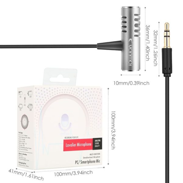 Yanmai R933 Professional Clip-on Lapel Mic Lavalier Omni-directional Double Condenser Microphone Silver, For Live Broadcast, Show, KTV, etc - Image 5