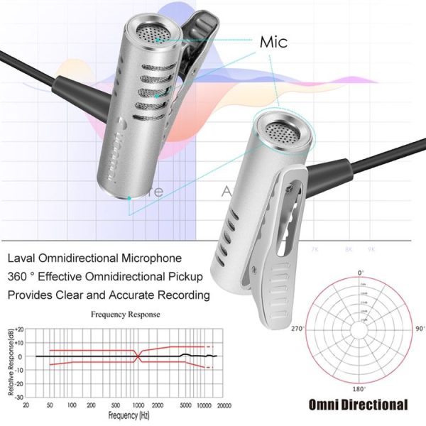 Yanmai R933 Professional Clip-on Lapel Mic Lavalier Omni-directional Double Condenser Microphone Silver, For Live Broadcast, Show, KTV, etc - Image 6