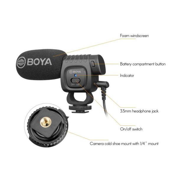 BOYA Portable Mini Condenser Live Show Video Recording Microphone for DSLR / Smart Phones - Image 5