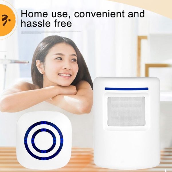 FY-0256 2 in 1 PIR Infrared Sensors (Transmitter + Receiver) Wireless Doorbell Alarm Detector for Home / Office / Shop / Factory, EU Plug - Image 10