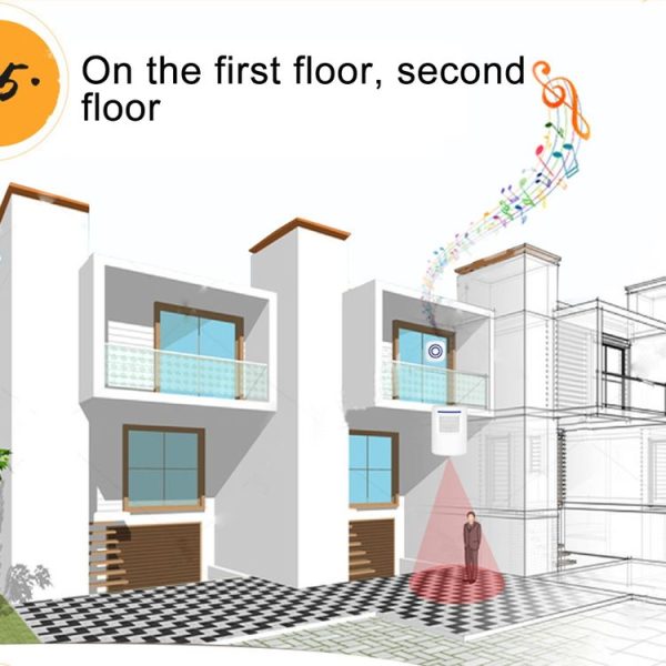 FY-0256 2 in 1 PIR Infrared Sensors (Transmitter + Receiver) Wireless Doorbell Alarm Detector for Home / Office / Shop / Factory, EU Plug - Image 11