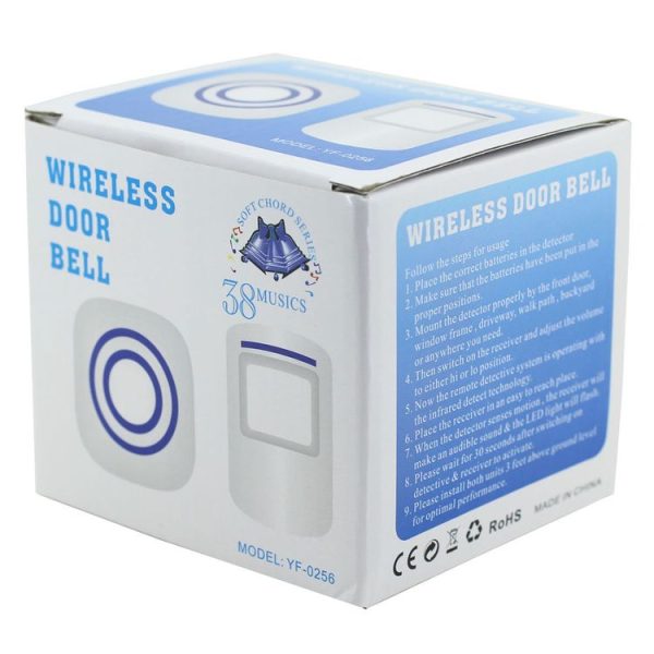 FY-0256 2 in 1 PIR Infrared Sensors (Transmitter + Receiver) Wireless Doorbell Alarm Detector for Home / Office / Shop / Factory, EU Plug - Image 7