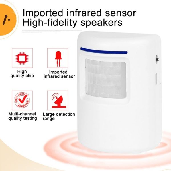 FY-0256 2 in 1 PIR Infrared Sensors (Transmitter + Receiver) Wireless Doorbell Alarm Detector for Home / Office / Shop / Factory, EU Plug - Image 9