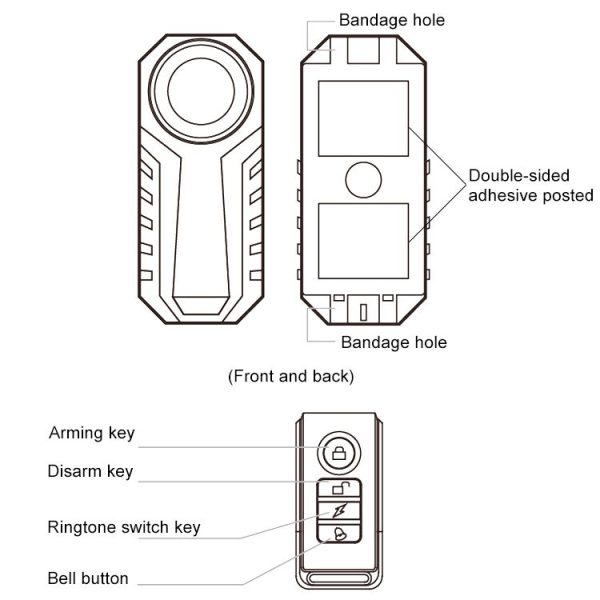 KS-SF22R IP55 Waterproof Wireless 113dB Vibration Burglar Sensor Alarm with Remote Control for Vehicle / Bicycle / Electric Bicycle - Image 5