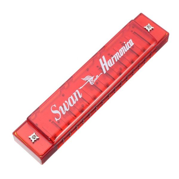 Swan SW16-4 16-holes Tremolo Harmonica Transparent Harps Children Students Beginner Musical Instruments (Red) - Image 2