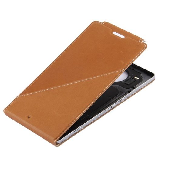 Vertical Flip Genuine Leather Case + QI Wireless Standard Charging Back Cover For Microsoft Lumia 950 XL (Brown) - Image 5