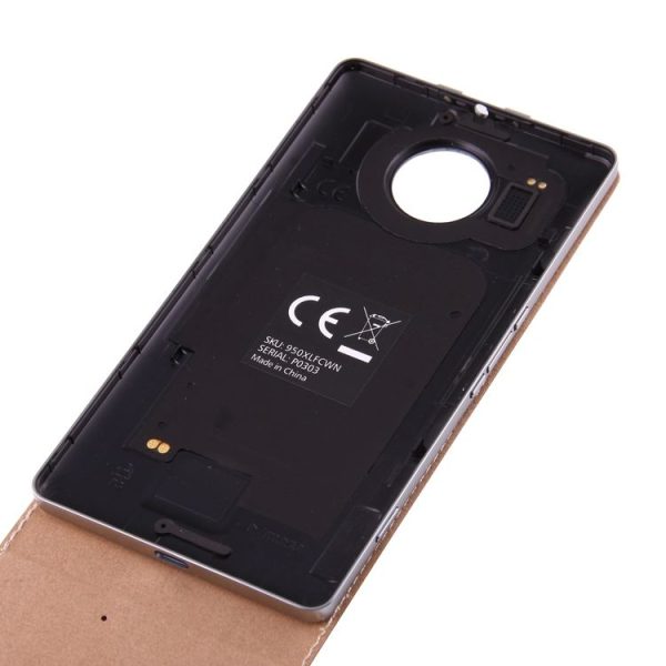 Vertical Flip Genuine Leather Case + QI Wireless Standard Charging Back Cover For Microsoft Lumia 950 XL (Brown) - Image 7