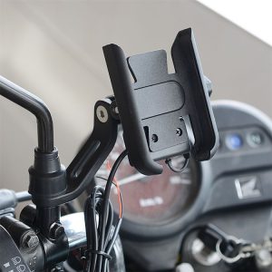 CS-856D1 Motorcycle Rotatable Chargeable Aluminum Alloy Mobile Phone Holder, Mirror Holder Version (Black)
