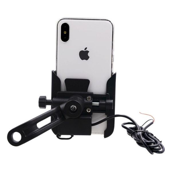 CS-856D1 Motorcycle Rotatable Chargeable Aluminum Alloy Mobile Phone Holder, Mirror Holder Version (Black) - Image 2