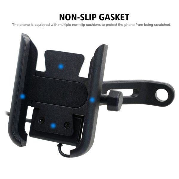 CS-856D1 Motorcycle Rotatable Chargeable Aluminum Alloy Mobile Phone Holder, Mirror Holder Version (Black) - Image 3