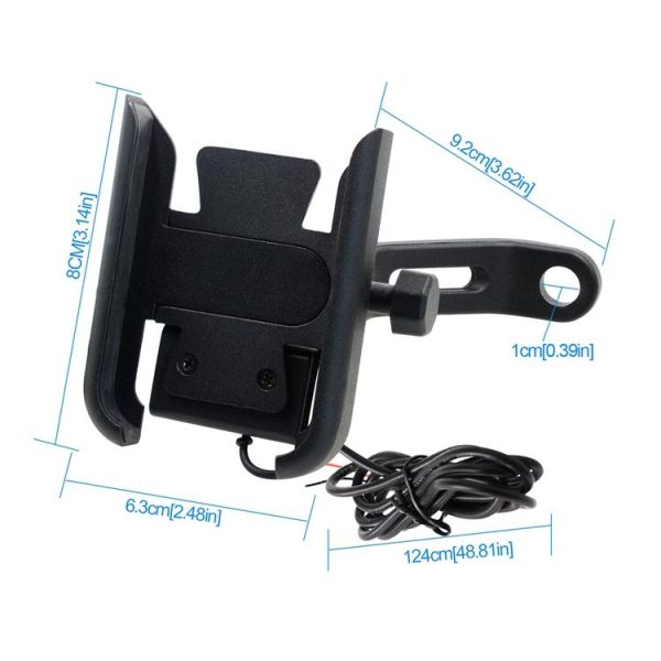 CS-856D1 Motorcycle Rotatable Chargeable Aluminum Alloy Mobile Phone Holder, Mirror Holder Version (Black) - Image 7