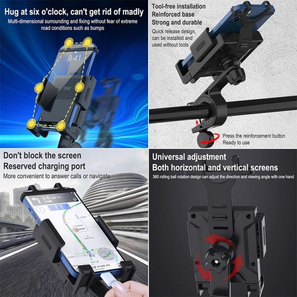 M2 Motorcycle Fixed Anti-shake Mobile Phone Holder For 4.7-6.7 inch Mobile Phone - Image 7