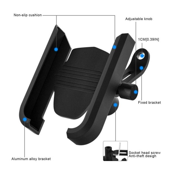 CS-1068B1 Motorcycle Aluminum Alloy Mobile Phone Holder Bracket, Mirror Holder Version (Black) - Image 4