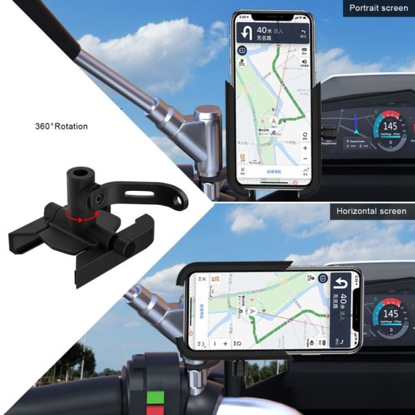 CS-1068B1 Motorcycle Aluminum Alloy Mobile Phone Holder Bracket, Mirror Holder Version (Black) - Image 5