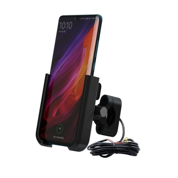 CS-1068C1 Motorcycle Aluminum Alloy Mobile Phone Holder Bracket with Charging Function, Handlebar Version (Black) - Image 2