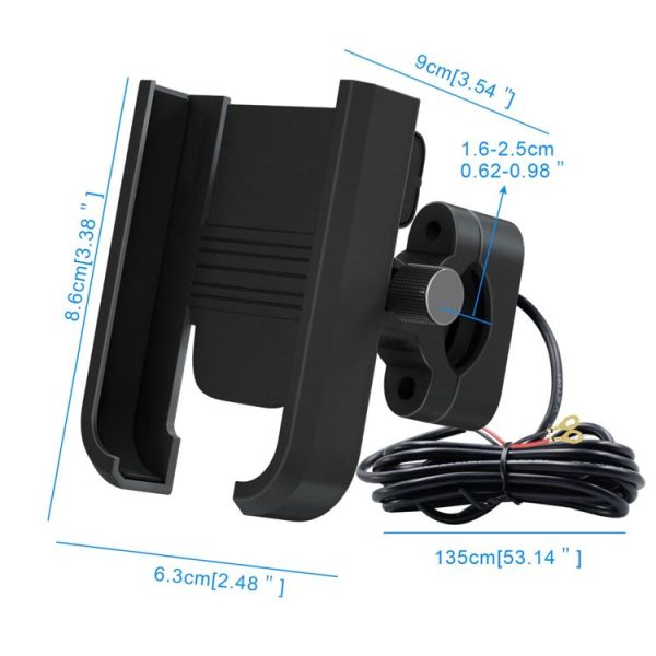 CS-1068C1 Motorcycle Aluminum Alloy Mobile Phone Holder Bracket with Charging Function, Handlebar Version (Black) - Image 4