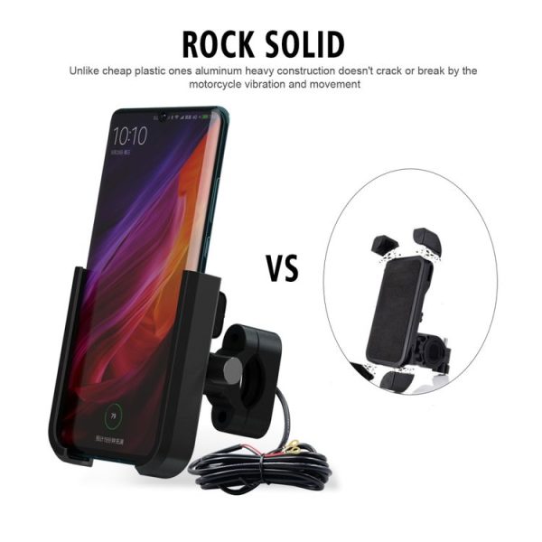 CS-1068C1 Motorcycle Aluminum Alloy Mobile Phone Holder Bracket with Charging Function, Handlebar Version (Black) - Image 6