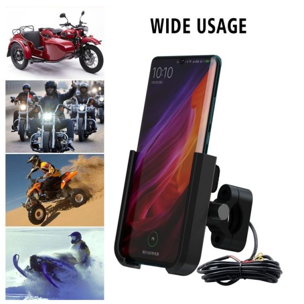 CS-1068C1 Motorcycle Aluminum Alloy Mobile Phone Holder Bracket with Charging Function, Handlebar Version (Black) - Image 8