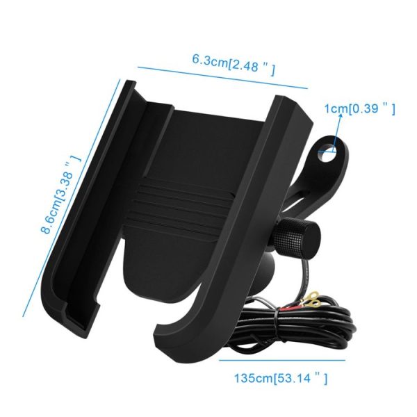 CS-1068D1 Motorcycle Aluminum Alloy Mobile Phone Holder Bracket with Charging Function, Mirror Holder Version (Black) - Image 4