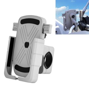CS-1065A2 Motorcycle Aluminum Alloy Mobile Phone Holder Bracket, Handlebar Version (Silver)