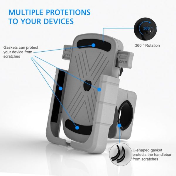 CS-1065A2 Motorcycle Aluminum Alloy Mobile Phone Holder Bracket, Handlebar Version (Silver) - Image 5