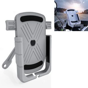 CS-1065B2 Motorcycle Aluminum Alloy Mobile Phone Holder Bracket, Mirror Holder Version (Silver)