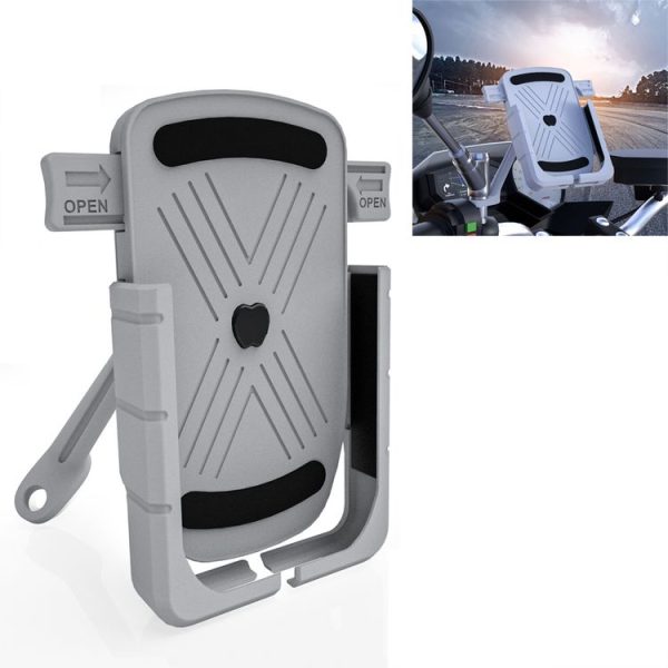 CS-1065B2 Motorcycle Aluminum Alloy Mobile Phone Holder Bracket, Mirror Holder Version (Silver)