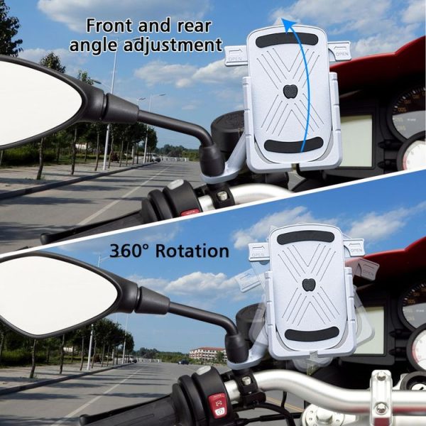 CS-1065B2 Motorcycle Aluminum Alloy Mobile Phone Holder Bracket, Mirror Holder Version (Silver) - Image 5