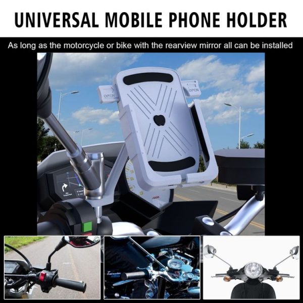 CS-1065B2 Motorcycle Aluminum Alloy Mobile Phone Holder Bracket, Mirror Holder Version (Silver) - Image 8