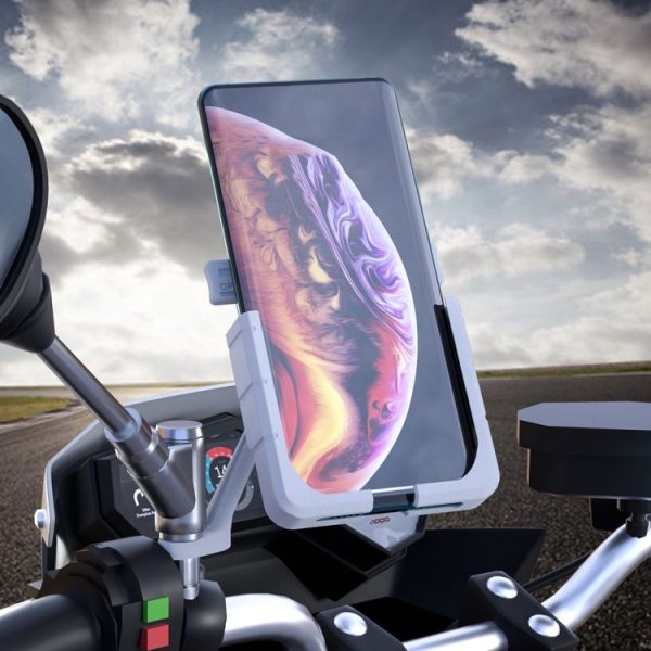 CS-1065B2 Motorcycle Aluminum Alloy Mobile Phone Holder Bracket, Mirror Holder Version (Silver) - Image 9