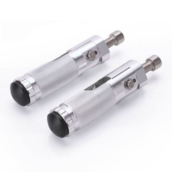 Speedpark 1 Pair Universal Folding Footrests Footpegs Foot Rests Pegs Rear Pedals Set 8mm Install Bolts (Silver) - Image 2