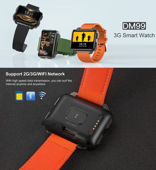 DOMINO DM99 Smart Watch Phone, 1GB+16GB, 2.2 inch Android 5.1, MTK6580 Quad Core 1.3GHz, Network: 3G, 1.3MP Camera / Heart Rate / Pedometer / GPS / WiFi / Bluetooth (Black) - Image 8